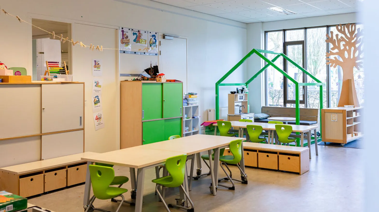 De groepsruimte van buitenschoolse opvang IJsbeer, kinderopvang Kind&co ludens