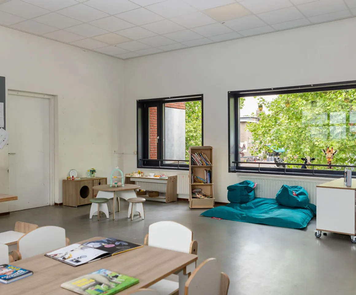 De groepsruimte van buitenschoolse opvang Troubadour bij kinderopvang Kind&co Ludens