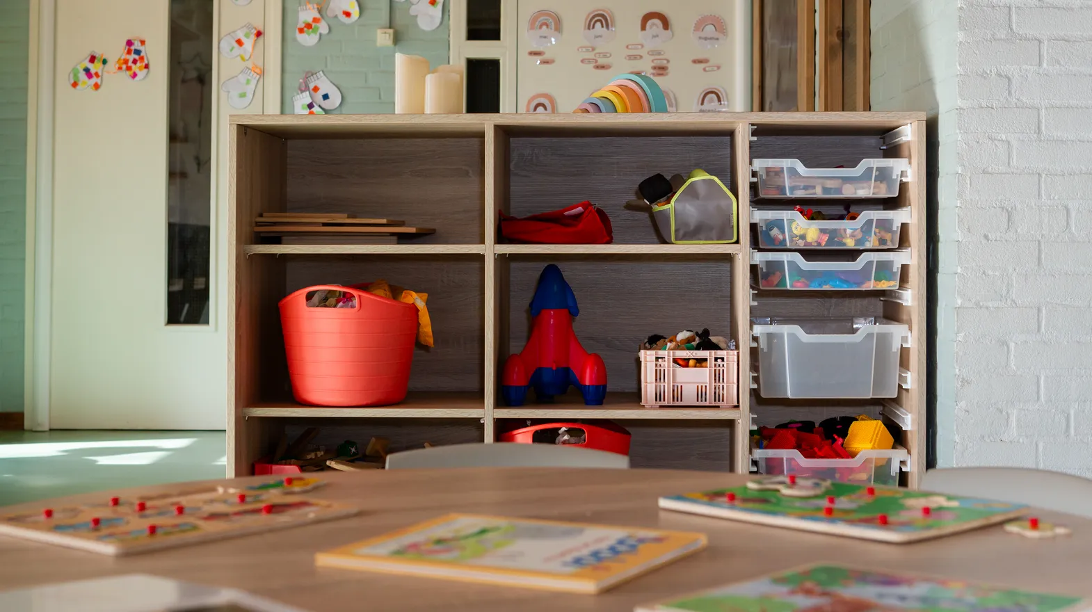 De bouwhoek bij kinderdagverblijf Kruimeltje van kinderopvang Kind&co ludens