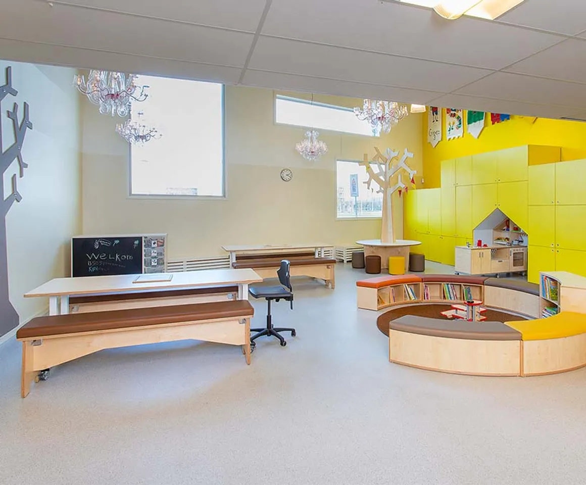 De groepsruimte van buitenschoolse opvang spoorzoekers, kinderopvang Kind&co Ludens