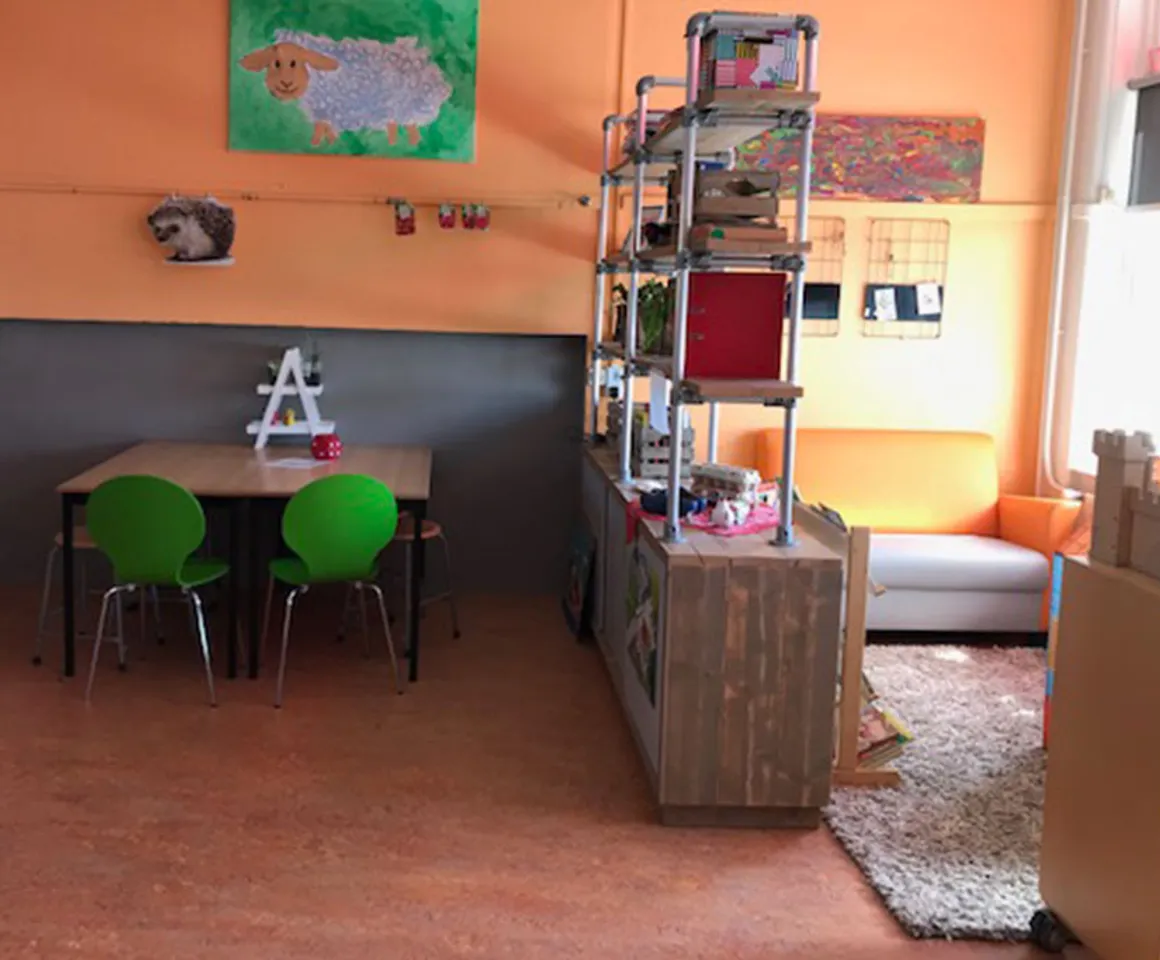 De groepsruimte van buitenschoolse opvang de Springplank, kinderopvang Kind&co Ludens