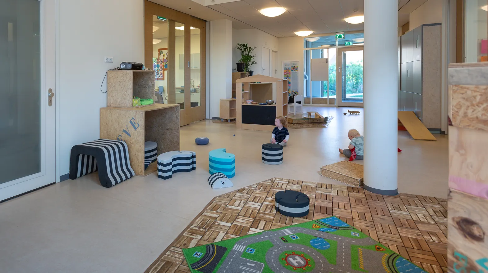 De speelhal van kinderdagverblijf Lieve en Bouwe, kinderopvang Kind&co ludens
