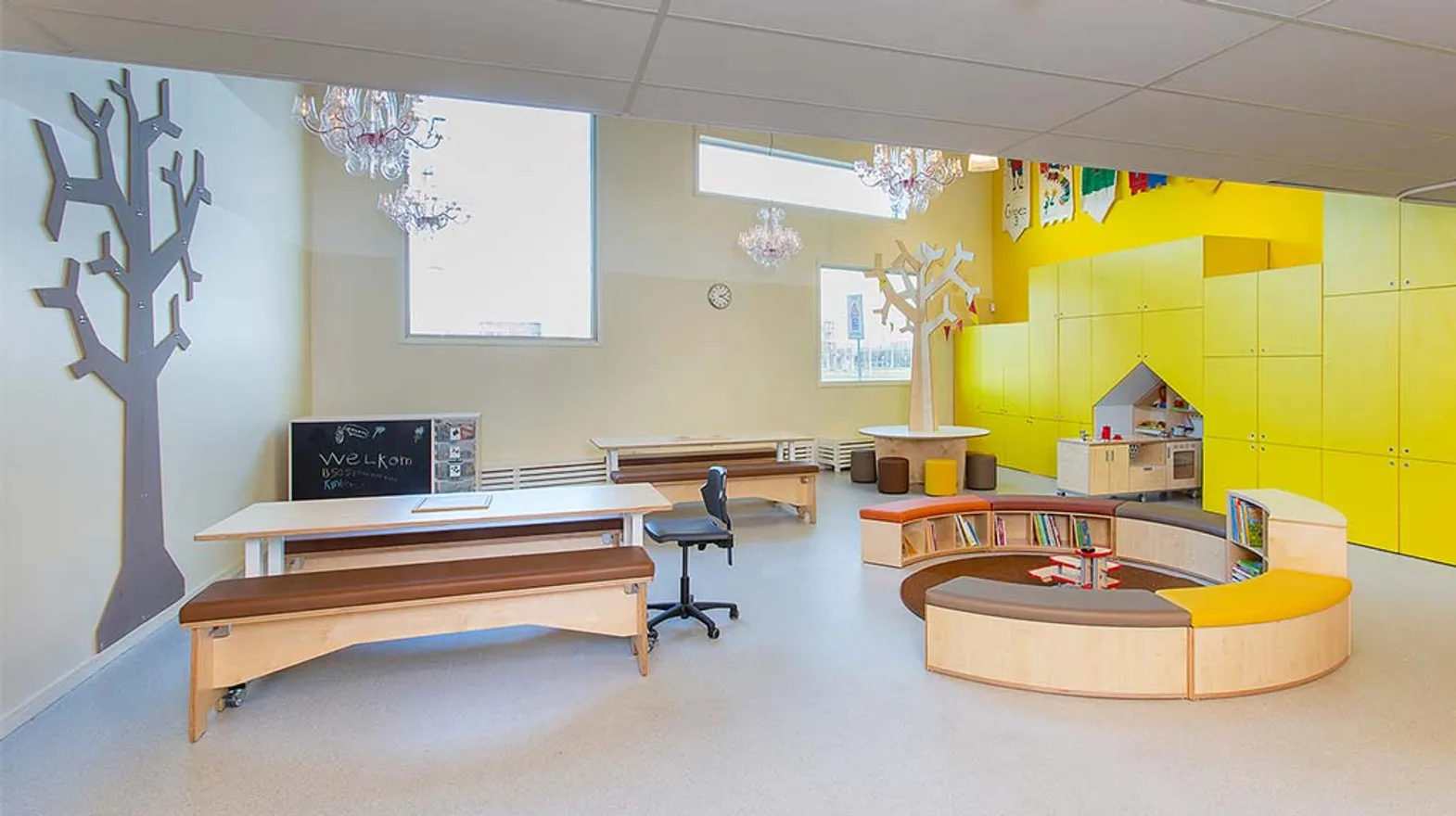 De groepsruimte van buitenschoolse opvang spoorzoekers, kinderopvang Kind&co Ludens