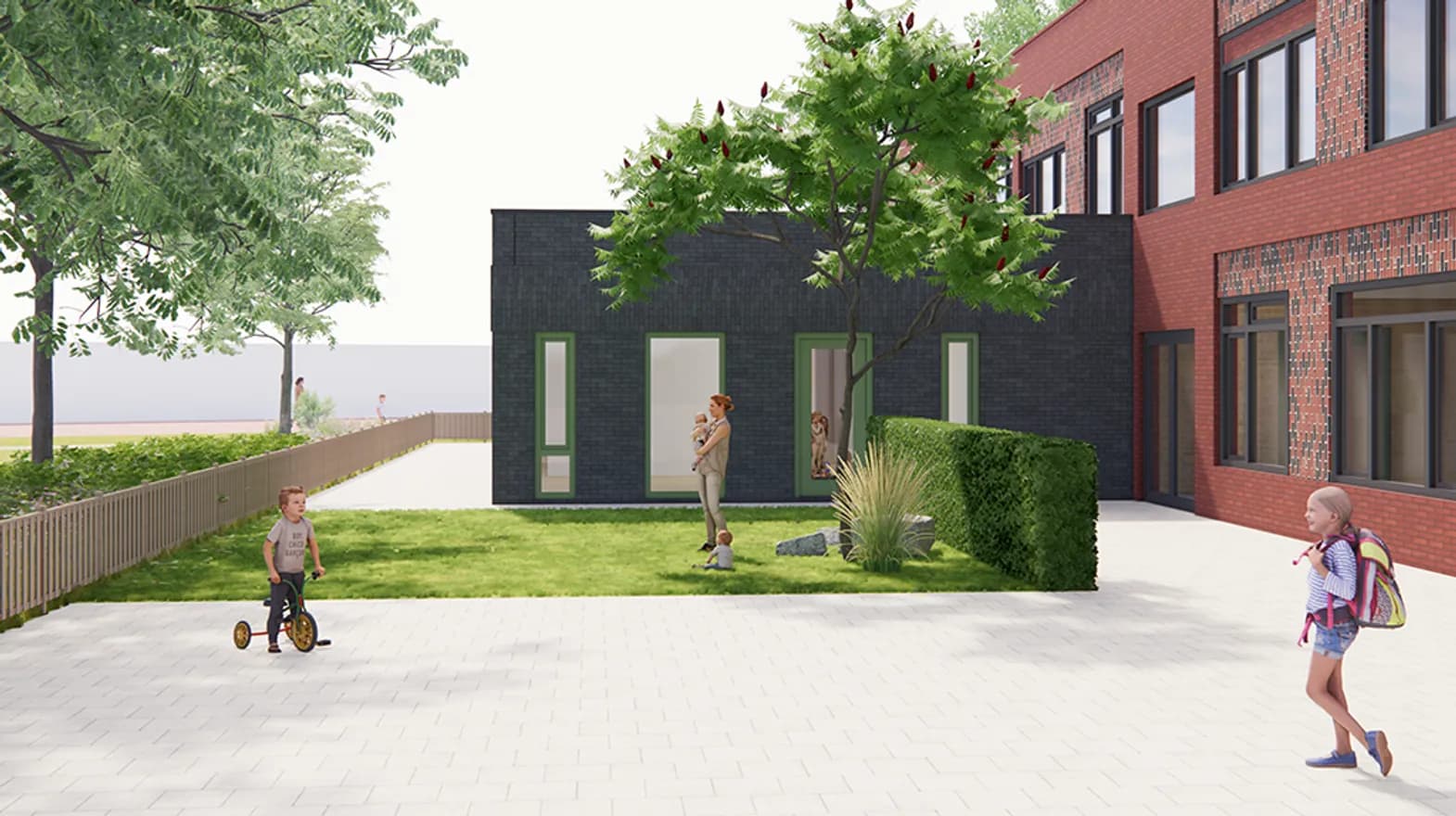 Buitenruimte bij BSO Vleuten Willibrord van kinderopvang Kind&co ludens