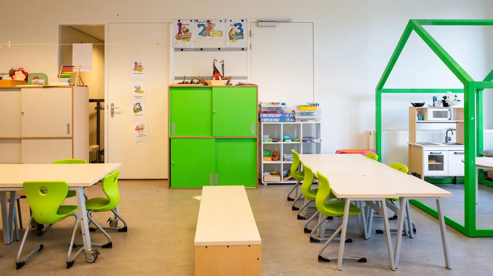 De groepsruimte van buitenschoolse opvang IJsbeer, kinderopvang Kind&co ludens